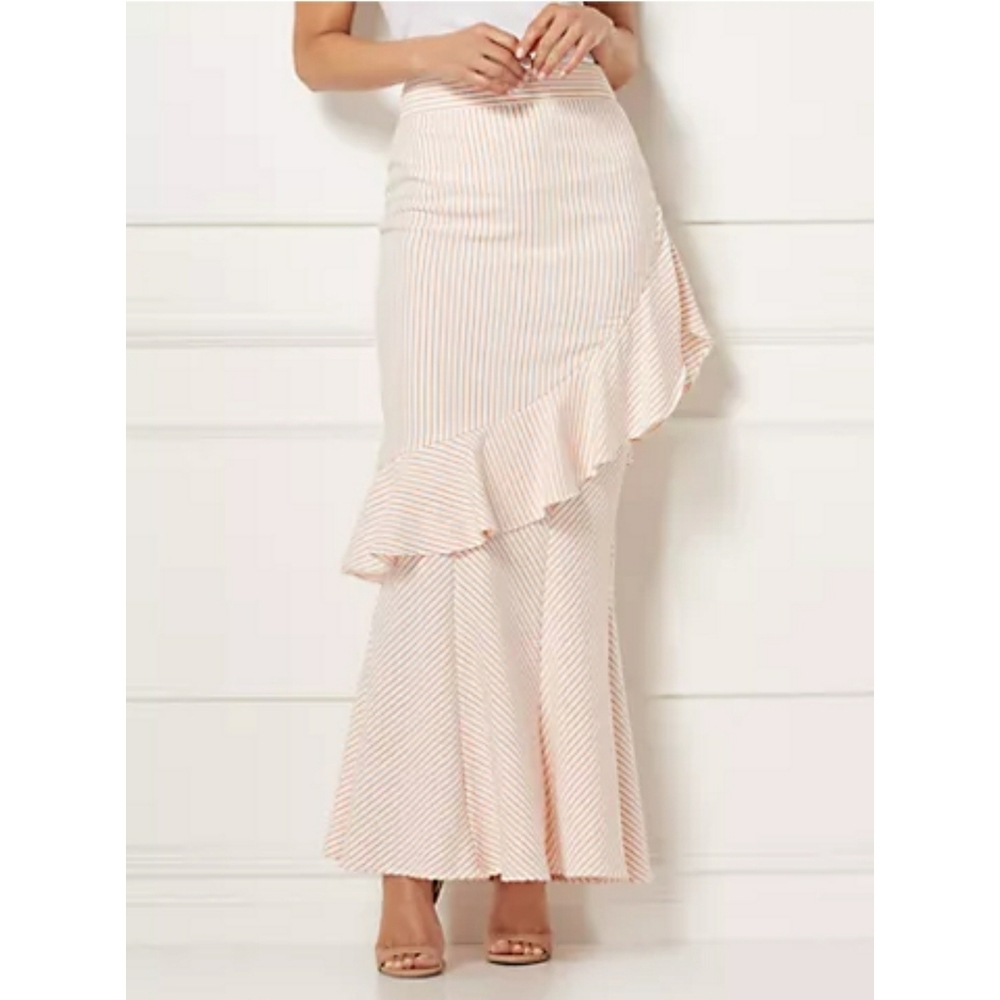 🦊NWT🦊 NY&Co Ruffle Striped Skirt - Picture 2 of 8